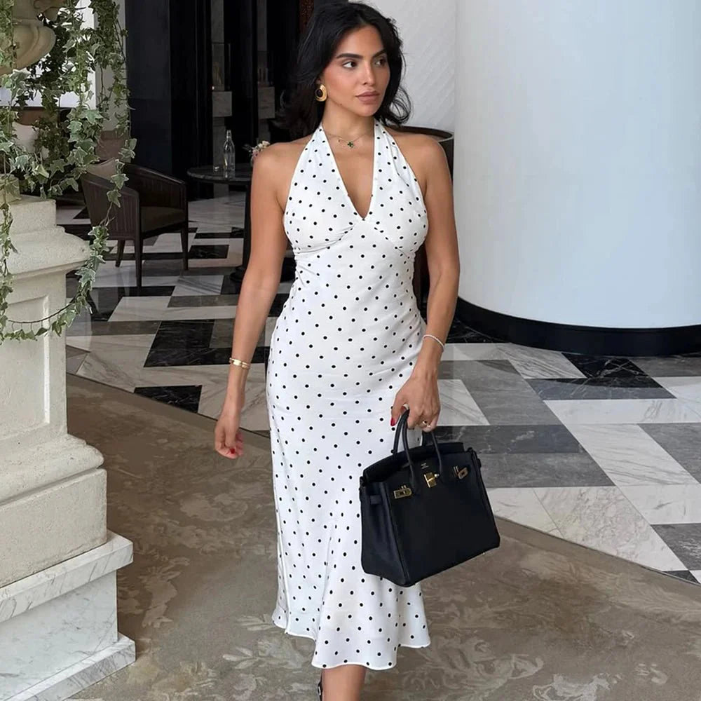 Keira Maxikleid mit Polka-Dots und Neckholder