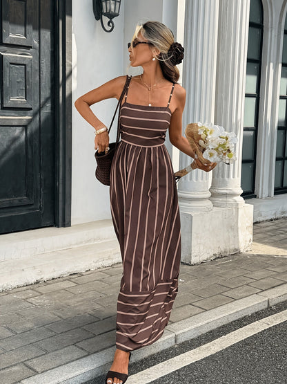 Gestreiftes Leinen-Slipkleid