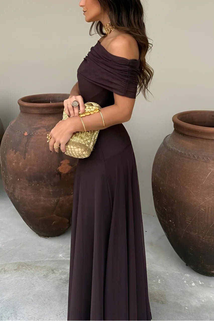 Asymmetrisches One-Shoulder Maxikleid mit Raffung
