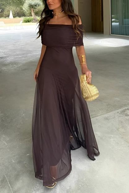 Asymmetrisches One-Shoulder Maxikleid mit Raffung