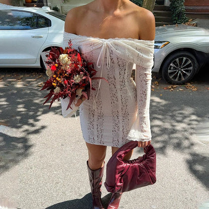 Flared Sleeves Off-Shoulder Minikleid