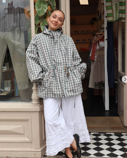 Retro Plaid Oversized Hooded Jacket