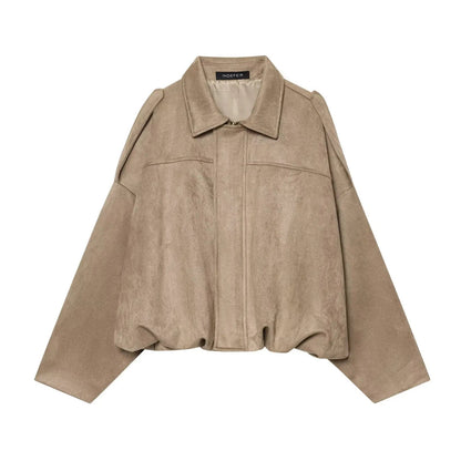 Jessica Wildleder Oversized Reißverschluss-Jacke
