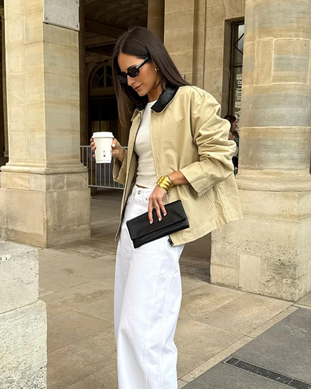 Stylish Contrast Collar Zip-Up Jacket