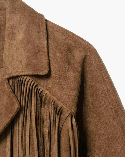 Faux Suede Fringe Western Jacket