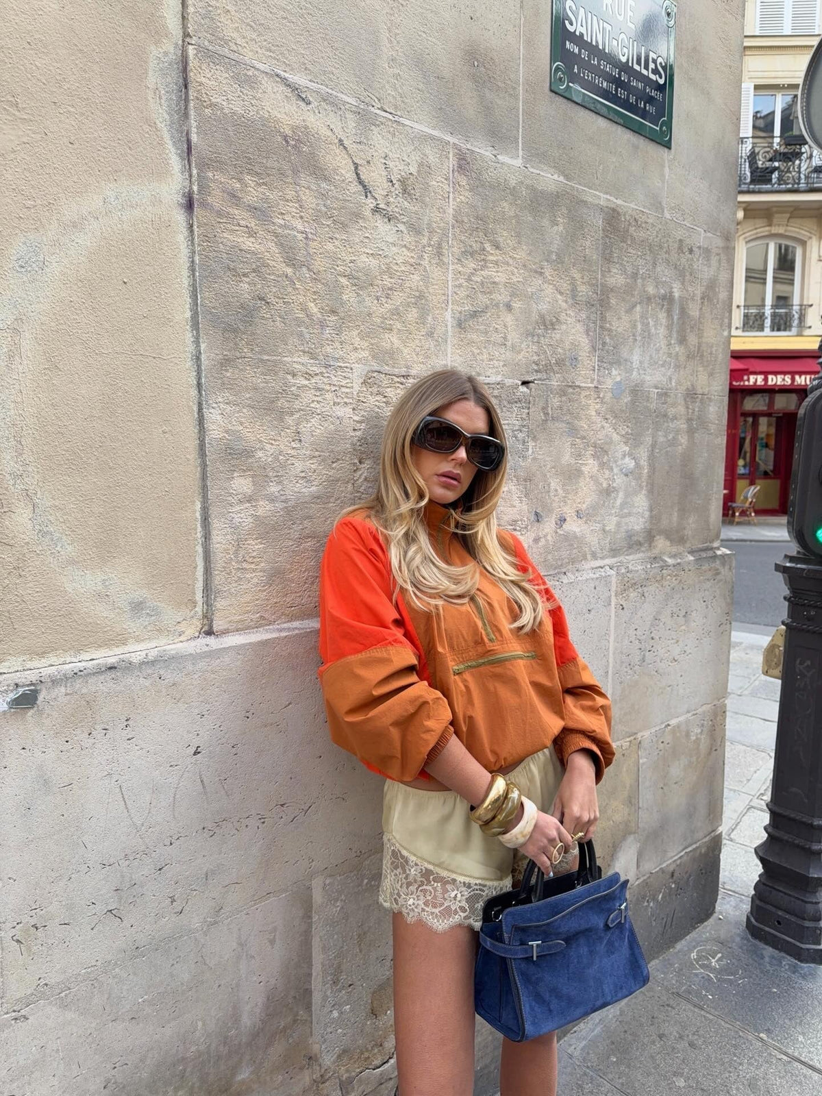 Kate Colorblock Halb-Zip Windbreaker-Jacke