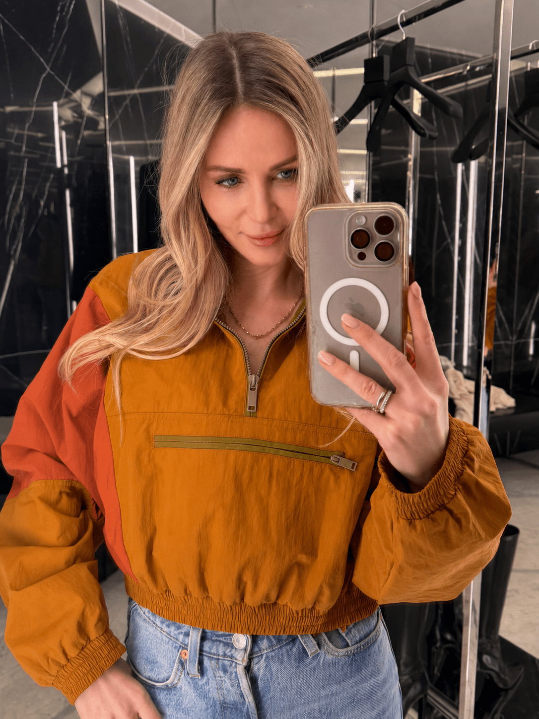 Kate Colorblock Halb-Zip Windbreaker-Jacke
