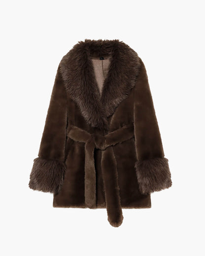 Stylisher Oversized Taillierter Faux Fur Coat