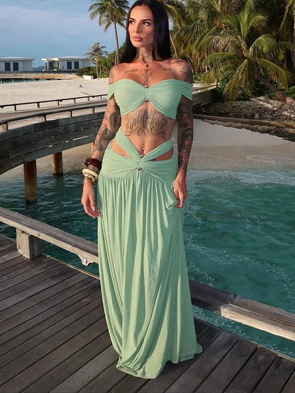 Natalie Neckholder Rückenfreies zweiteiliges Strand-Set
