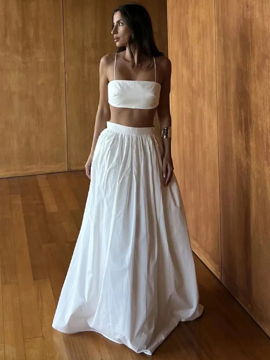 Trägerloses Crop-Top Zweiteiler-Set