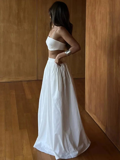 Trägerloses Crop-Top Zweiteiler-Set