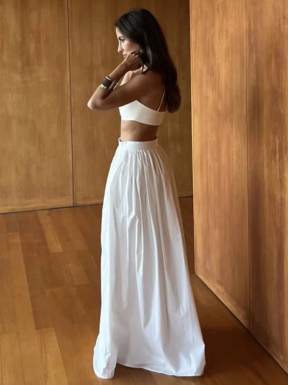 Trägerloses Crop-Top Zweiteiler-Set