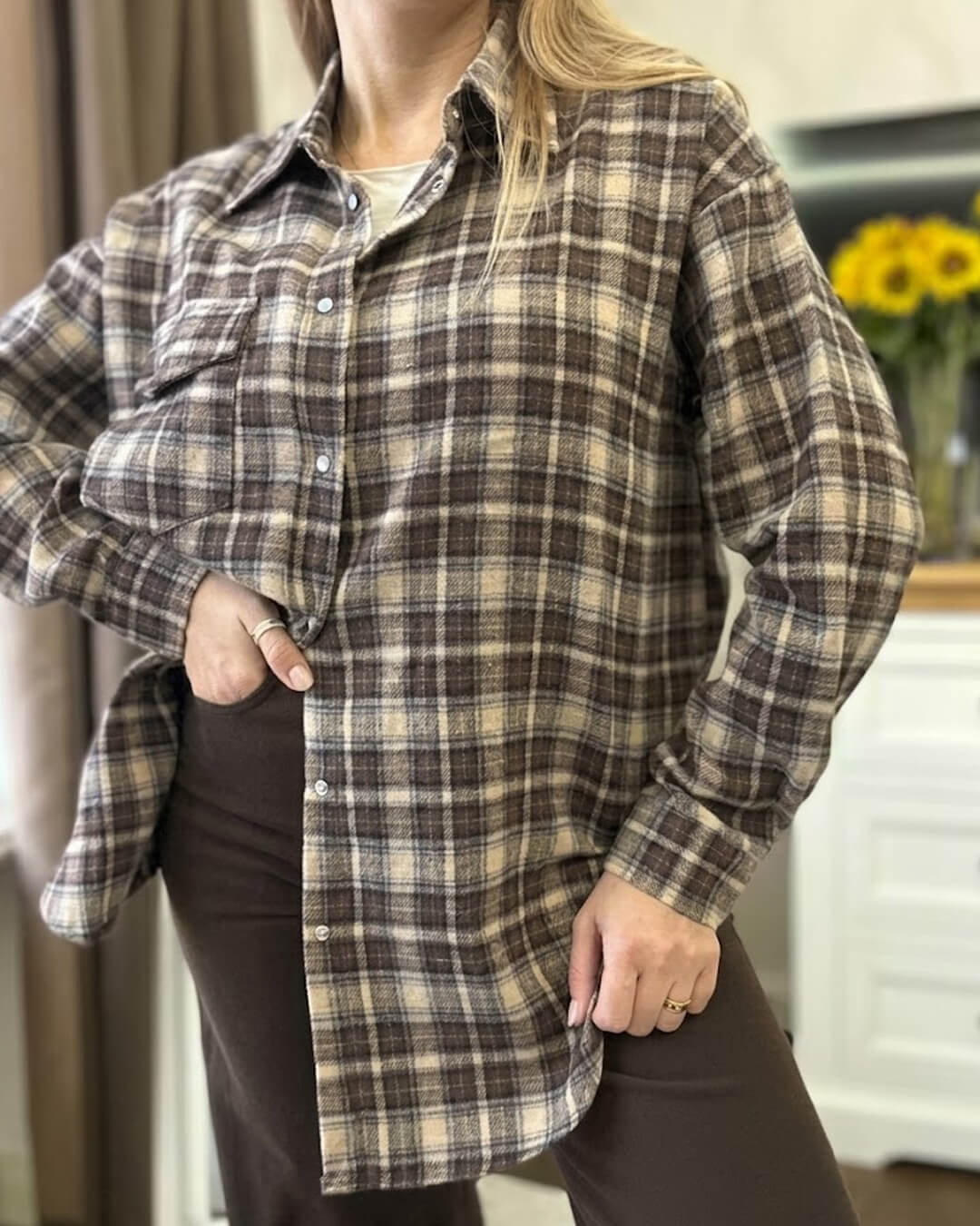 Long Sleeve Oversized Plaid Shirt