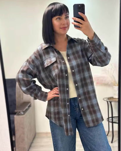 Long Sleeve Oversized Plaid Shirt