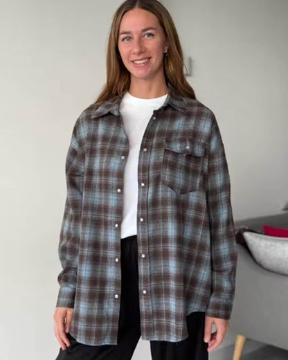 Long Sleeve Oversized Plaid Shirt