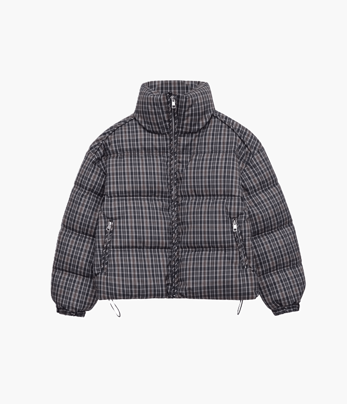 Classic Plaid High Neck Puffer Jacket