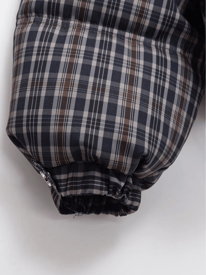 Classic Plaid High Neck Puffer Jacket