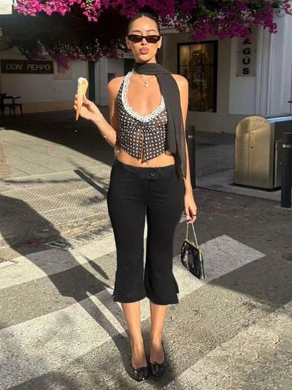 Zofia Black Capri Pants