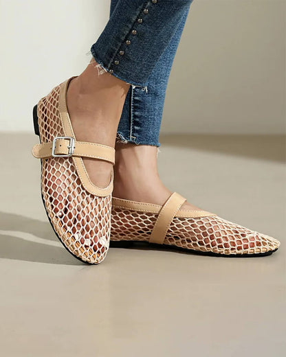 Luella Buckled Mesh Ballet Flats