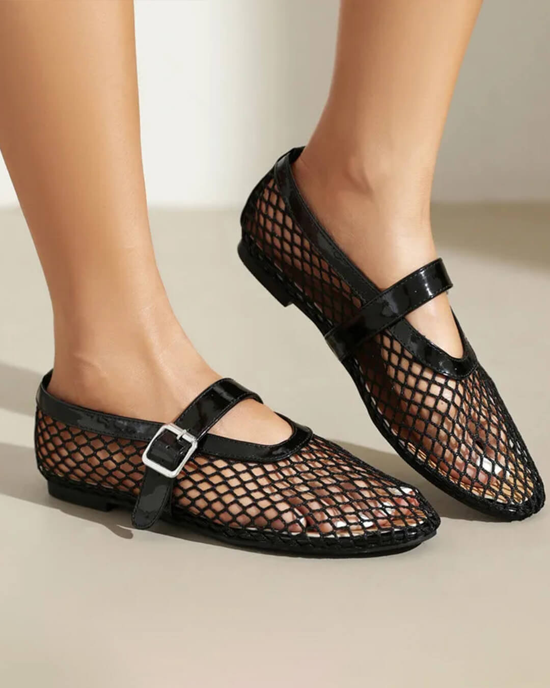 Luella Buckled Mesh Ballet Flats