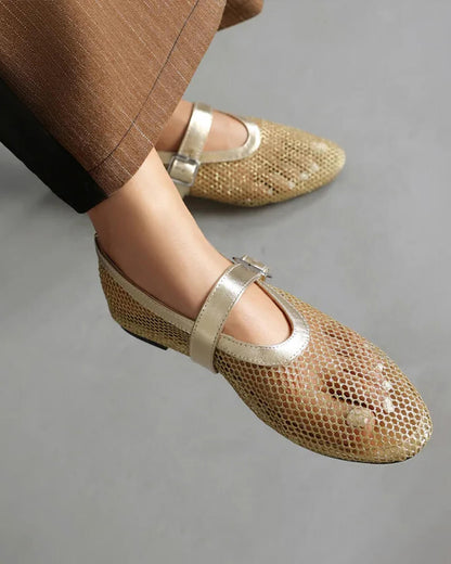 Luella Buckled Mesh Ballet Flats