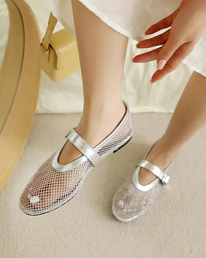 Luella Buckled Mesh Ballet Flats