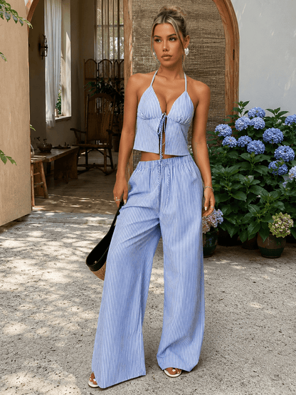Emilia Gestreiftes Neckholder Top Set