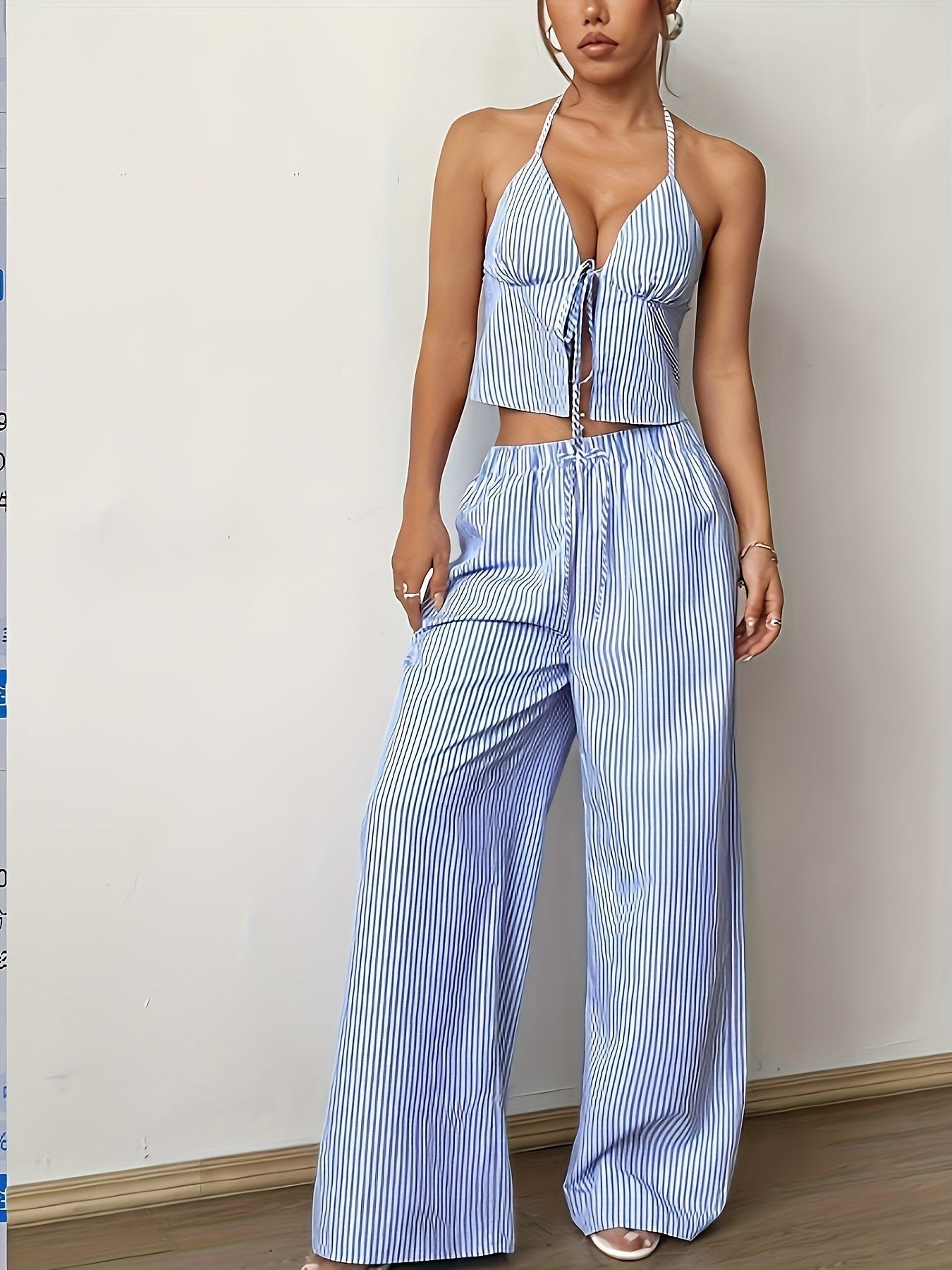 Emilia Gestreiftes Neckholder Top Set