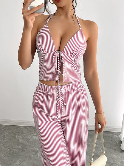 Emilia Gestreiftes Neckholder Top Set