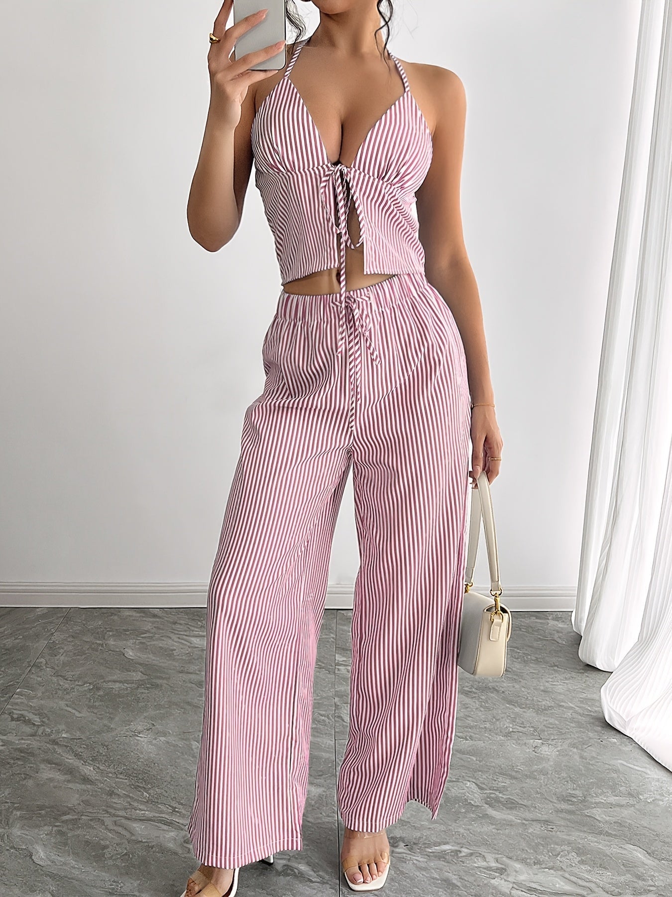 Emilia Gestreiftes Neckholder Top Set