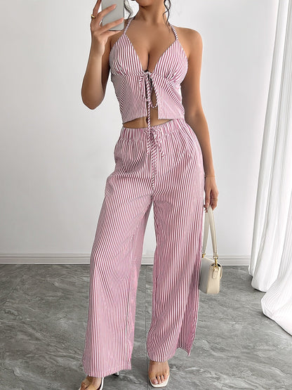 Emilia Gestreiftes Neckholder Top Set