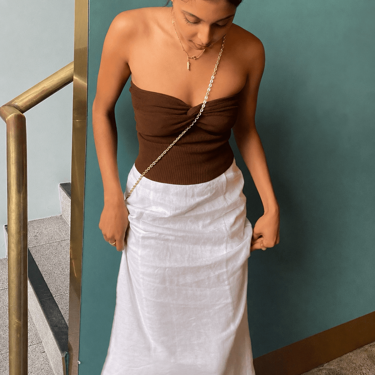 Gekürztes schulterfreies Off-Shoulder Top